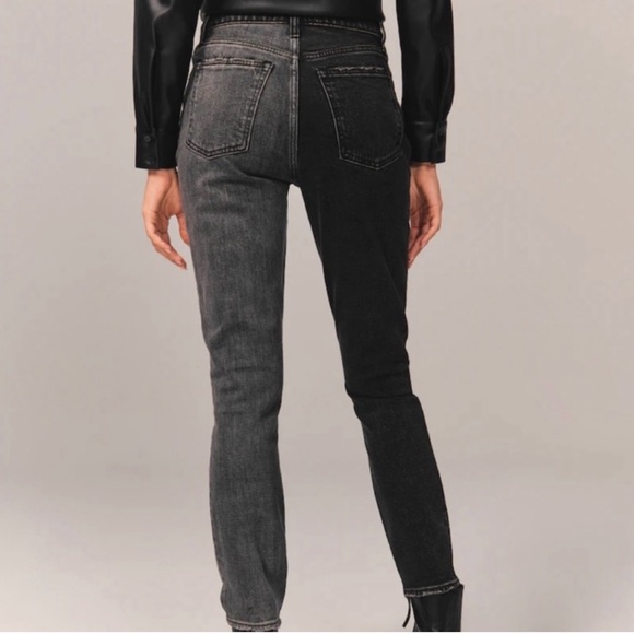 Abercrombie & Fitch Curve Love The Skinny High Rise Two Tone Jeans - Picture 3 of 6